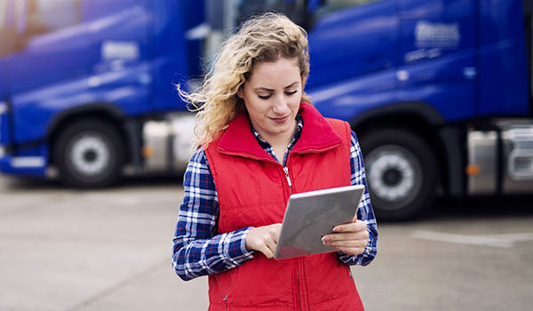 Woman using Ships Mobile on a tablet computer.