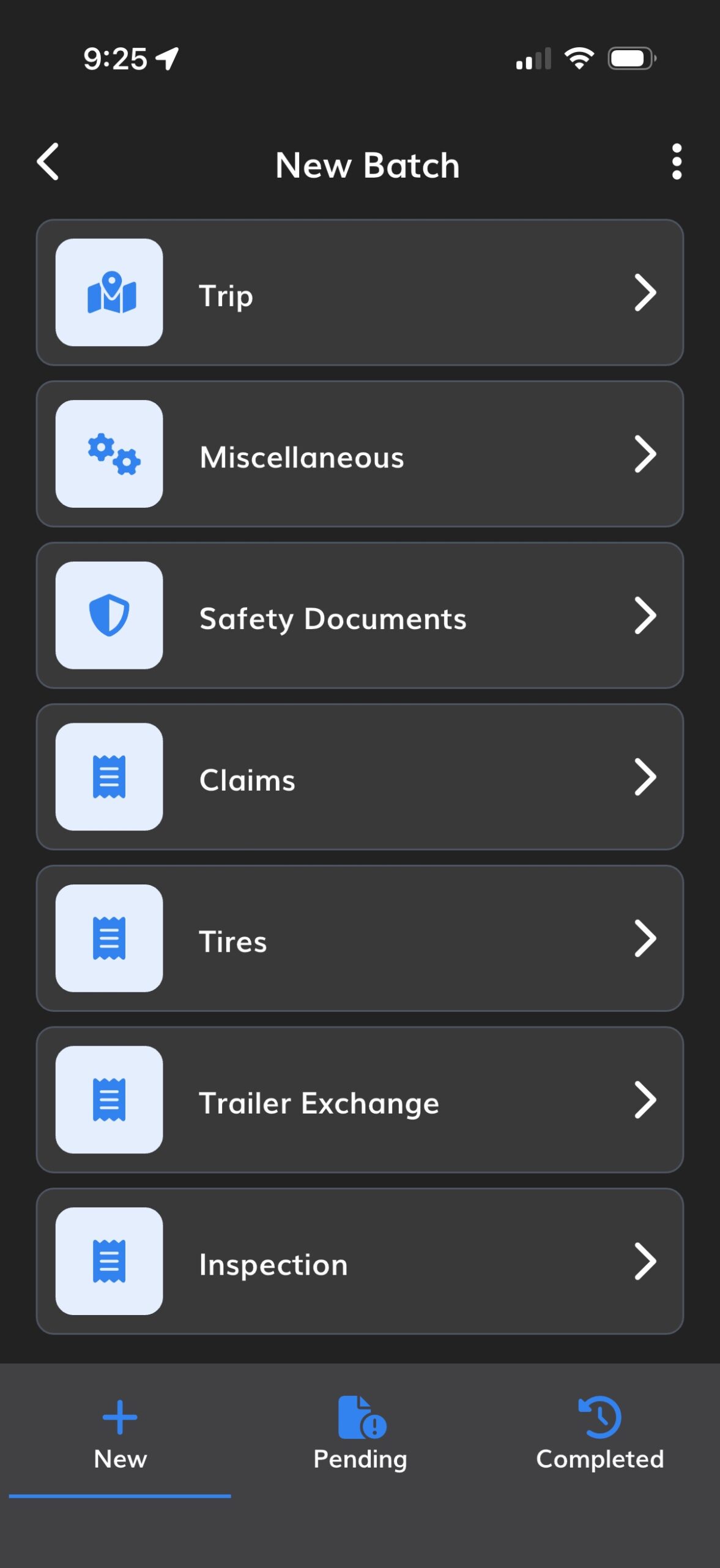 Mobile Capture screen