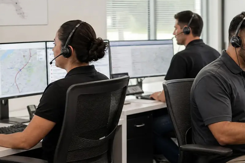 A back-office team working through documents on screen
